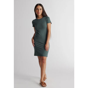 Quince Tencel Jersey T-Shirt Dress Dark Olive Medium